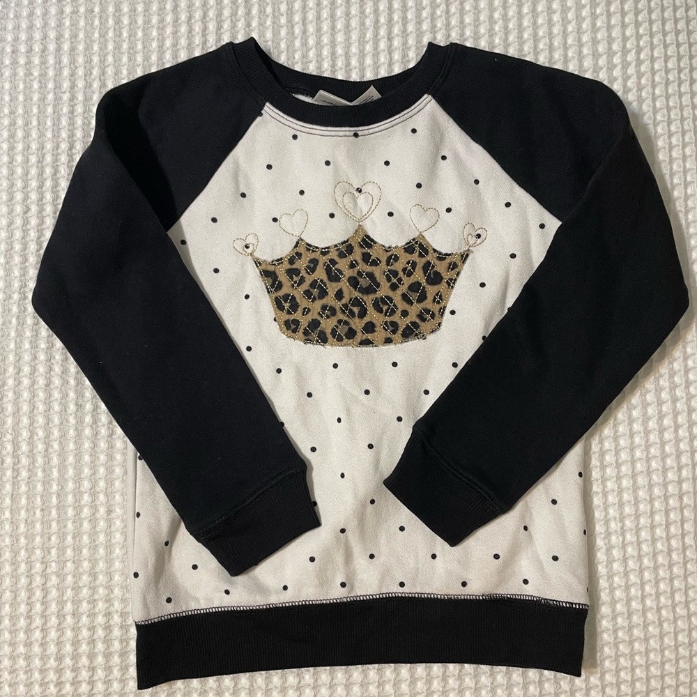 Kids Black and White Crown Sweatshirt - Size 5
